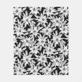 Bloeiende lelies in zwart en wit fleece deken