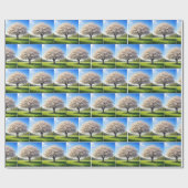 Bloeiende lente appelboom cadeaupapier (Vlak)