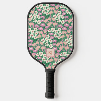 Bloeiende lente bloemen monogrammed pickleball paddle