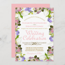 Bloeiende lente pastel bloemenbruiloft Lijst Kaart