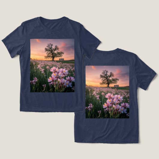 Bloeiende lente zonsondergang marine Tri-Blend shirt (Ontwerp Voorkant & Achterkant)