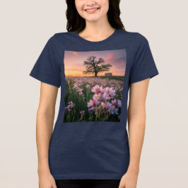 Bloeiende lente zonsondergang marine Tri-Blend shirt