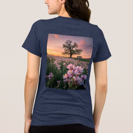 Bloeiende lente zonsondergang marine Tri-Blend shirt (Achterkant)