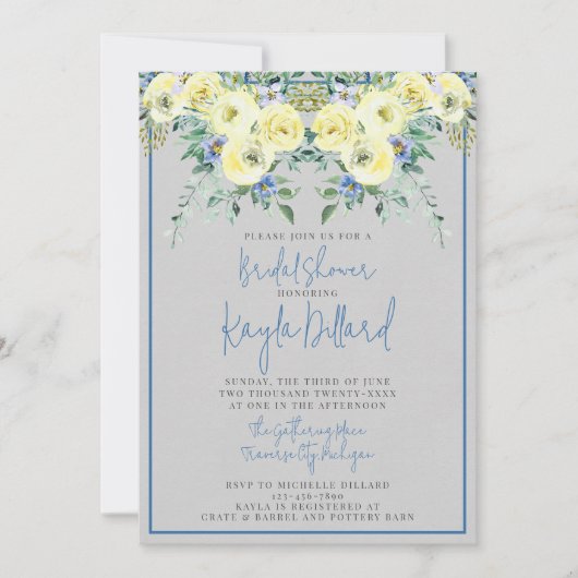 Bloeiende Liefde Blauw Geel Lente Vrijgezellenfees Kaart (Voorkant)