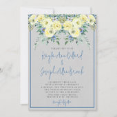 Bloeiende liefde blauw geel lente zomer bruiloft kaart (Voorkant)