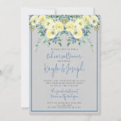 Bloeiende liefde blauw geel repetitie diner kaart (Voorkant)