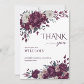 Bloeiende Liefde Bloemen Burgundy Crème Bruiloft Bedankkaart (Voorkant)