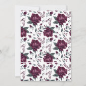 Bloeiende Liefde Bloemen Burgundy Crème Bruiloftsf Bedankkaart (Achterkant)