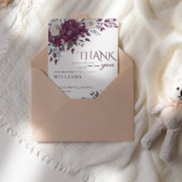 Bloeiende Liefde Bloemen Burgundy Crème Bruiloftsf Bedankkaart