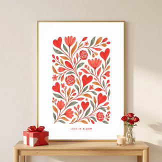 Bloeiende Liefde Bloemstuk Valentijnsdag Muurkunst Poster