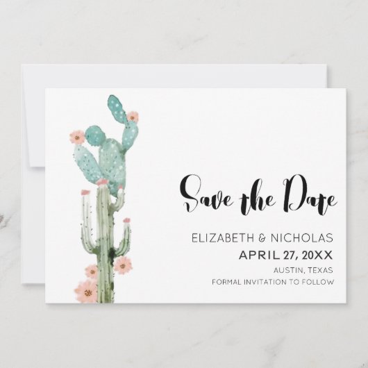 Bloeiende Liefde - Cactus Foto Save The Date (Voorkant)