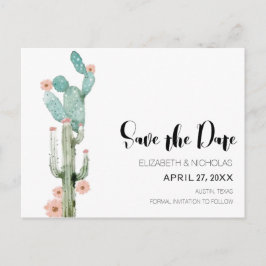 Bloeiende Liefde - Cactus Foto Save The Date Aankondigingskaart