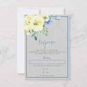 Bloeiende Liefde Geel en Blauw Bloemen RSVP Kaartje (Voorkant)