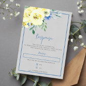 Bloeiende Liefde Geel en Blauw Bloemen RSVP Kaartje