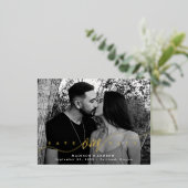 Bloeiende Liefde Gouden Script Bewaar de Datum Folie Uitnodiging Briefkaart (Staand Voorkant)
