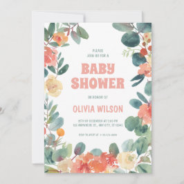 Bloeiende Liefde: Groen & Koraal Baby shower Kaart