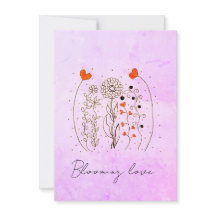 Bloeiende Liefde Handgetekende Harten Bloemkaart