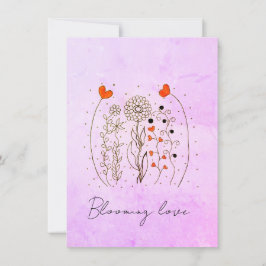 Bloeiende Liefde Handgetekende Harten Bloemkaart