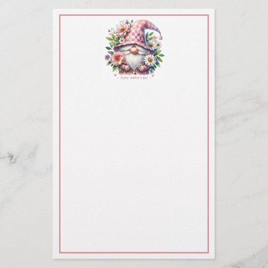 Bloeiende liefde: Moederdag Gnome Briefpapier (Voorkant)