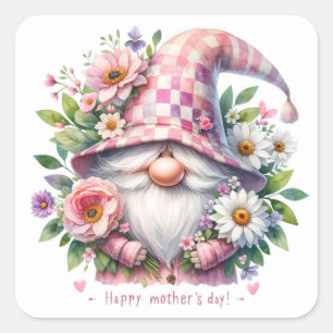 Bloeiende Liefde: Moederdag Kabouter Vierkante Sticker