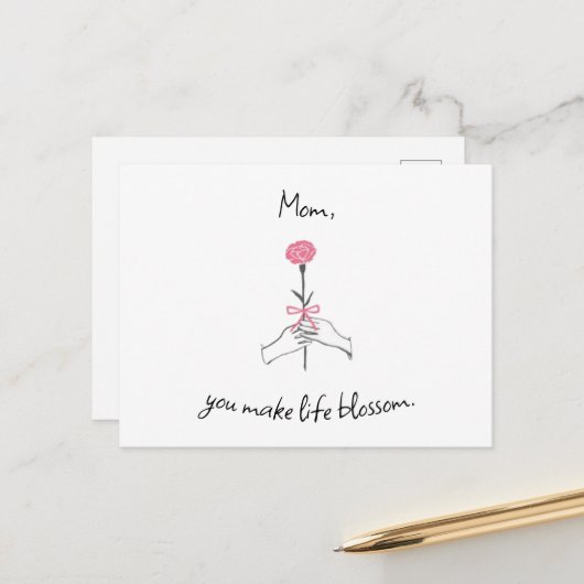 Bloeiende liefde - Mom Briefkaart (Voorkant / Achterkant in situ)