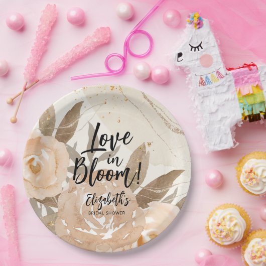 Bloeiende Liefde Roestige Perzikbloesems Papieren Bordje (Feest)