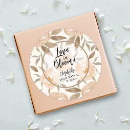 Bloeiende Liefde Rustieke Perzik Bloemen Ronde Sticker