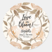 Bloeiende Liefde Rustieke Perzik Bloemen Ronde Sticker (Voorkant)