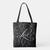 Bloeiende LIEFDE Script Lettering Typografie Tote Bag (Achterkant)