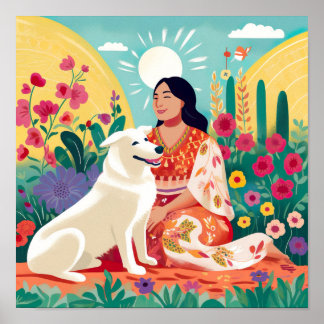 Bloeiende Liefde voor Zelf, Vrouw & Reddingshond P Poster