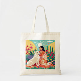 Bloeiende Liefde voor Zelf, Vrouw & Reddingshond T Tote Bag