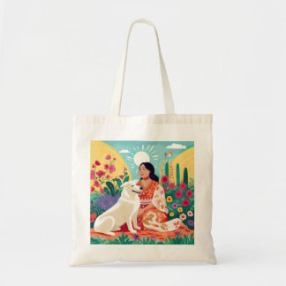 Bloeiende Liefde voor Zelf, Vrouw & Reddingshond T Tote Bag