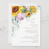 Bloeiende liefde zonnebloem pioenen Vrijgezellenfe Kaart (Voorkant)