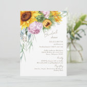 Bloeiende liefde zonnebloem pioenen Vrijgezellenfe Kaart (Staand voorkant)