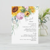 Bloeiende Liefde Zonnebloem Pioenrozen Vrijgezelle Kaart (Staand voorkant)