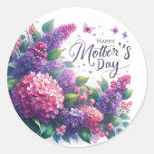 Bloeiende lila's Moederdag Floral Sticker (Voorkant)