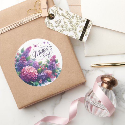 Bloeiende lila's Moederdag Floral Sticker (Geschenken)