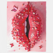 Bloeiende Lippen: Bloemvlinderkus Fleece Deken (Voorkant)