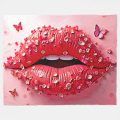 Bloeiende Lippen: Bloemvlinderkus Fleece Deken (Voorkant (Horizontaal))