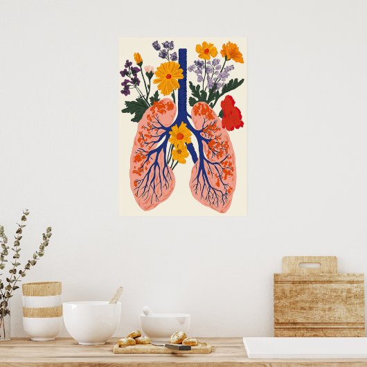 Bloeiende longen - Harmonie van Natuur en gezondhe Poster (Keuken)