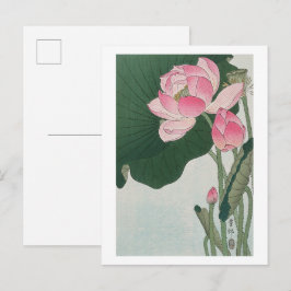 Bloeiende lotus vintage illustratie door Ohara Kos Briefkaart