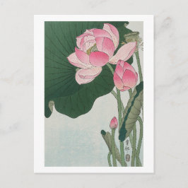 Bloeiende lotus vintage illustratie door Ohara Kos Briefkaart