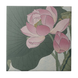 Bloeiende Lotusbloemen door Ohara Koson Tegeltje