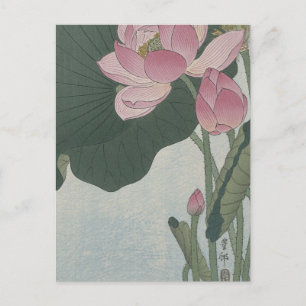 Bloeiende Lotusbloemen van Ohara Koson Briefkaart