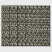 Bloeiende madeliefjes. Geel en Roze Zwart BG Cadeaupapier (Vlak)