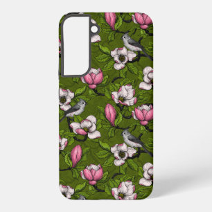 Bloeiende magnolia en mees vogel 2 samsung galaxy hoesje