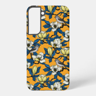 Bloeiende magnolia en mees vogel 3 samsung galaxy hoesje