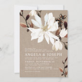 Bloeiende Magnolias Burlap bruiloft Kaart (Voorkant)