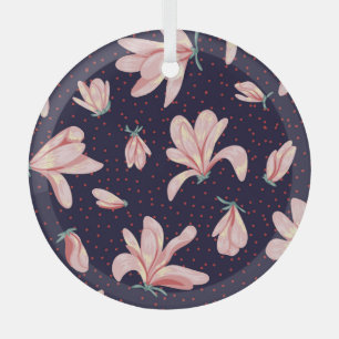 Bloeiende magnolia's, met de hand getekend patroo glas ornament
