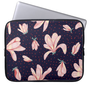 Bloeiende magnolia's, met de hand getekend patroo laptop sleeve